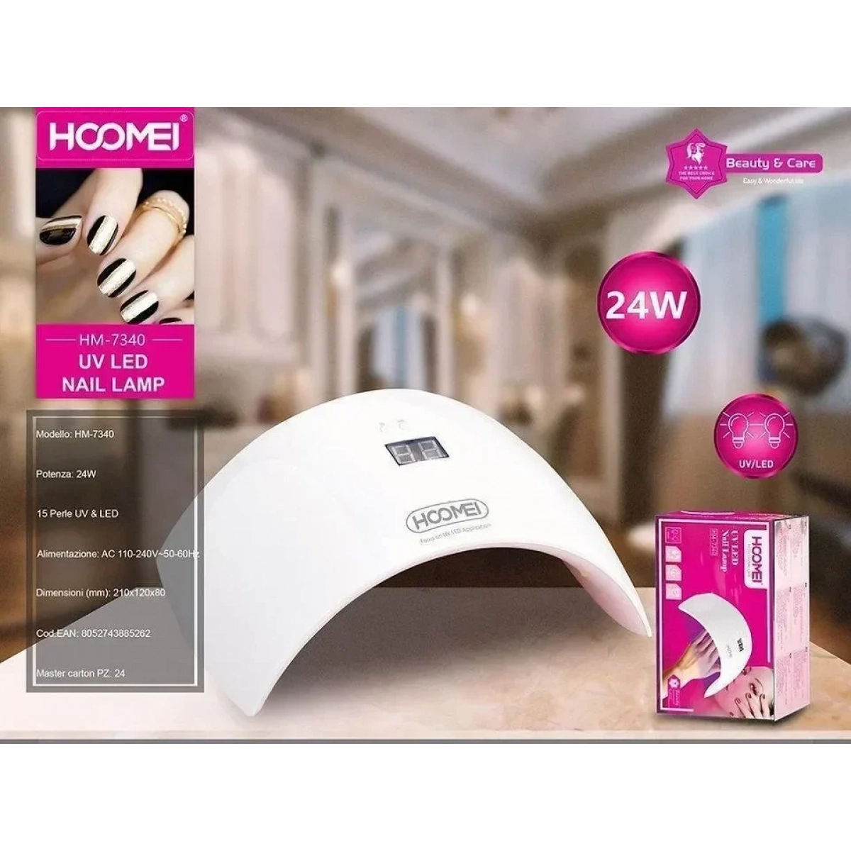 Φουρνάκι Νυχιών 24W UV LED Hoomei HM-7340 Λευκό - Image 5