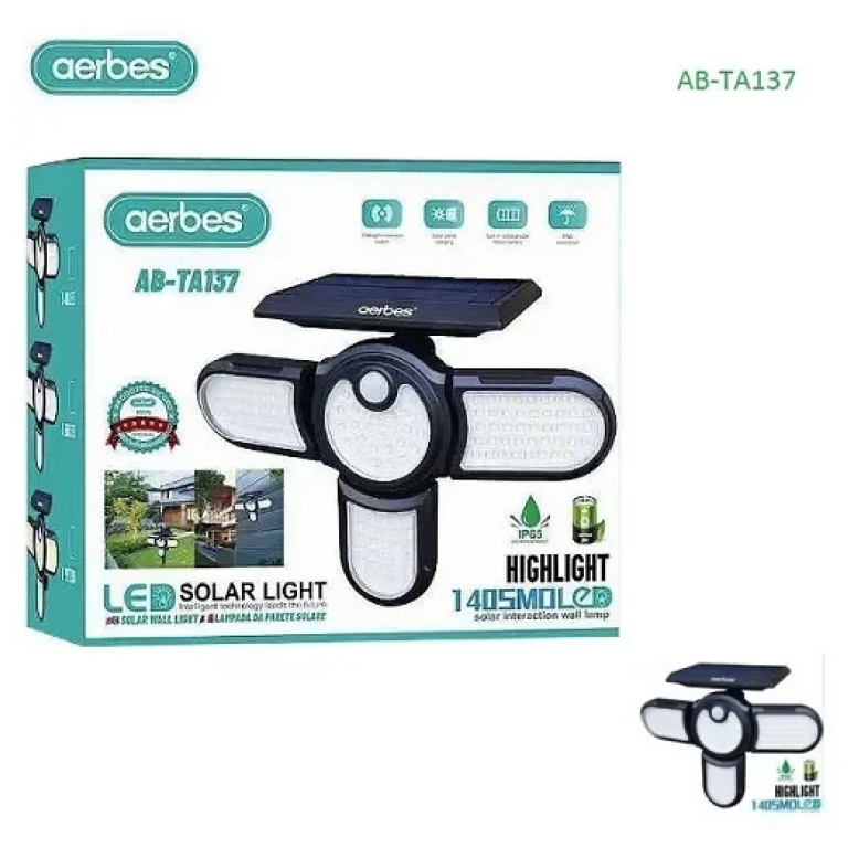 Στεγανός ηλιακός προβολέας IP65 με αισθητήρα φωτός σε μαύρο χρώμα AB-TA137
