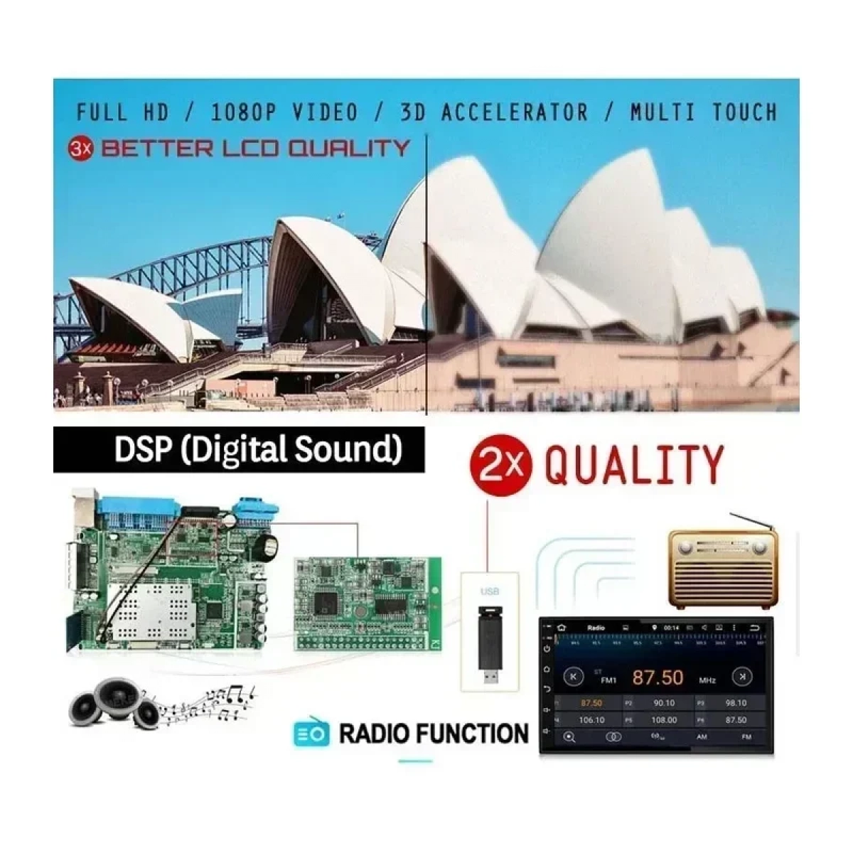 Ηχοσύστημα Αυτοκινήτου Universal 2DIN (Bluetooth/USB/AUX/GPS) με Οθόνη Αφής 9" CBT-9IN (3417)