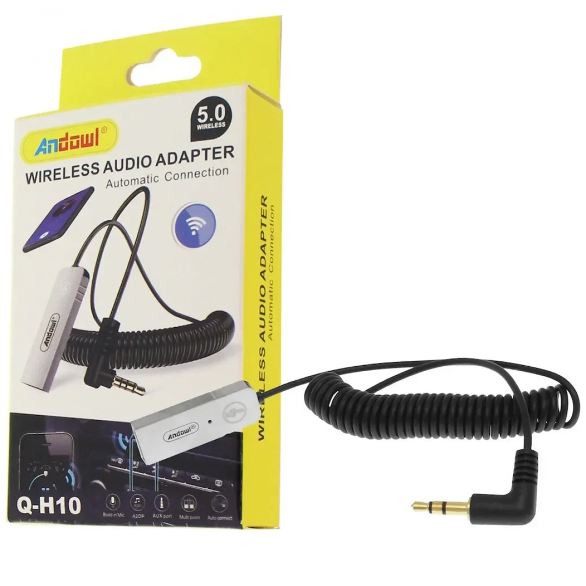 Bluetooth Receiver 3.5mm Jack σε USB με ενσωματωμένο μικρόφωνο για το αυτοκίνητο Q-H10 Andowl