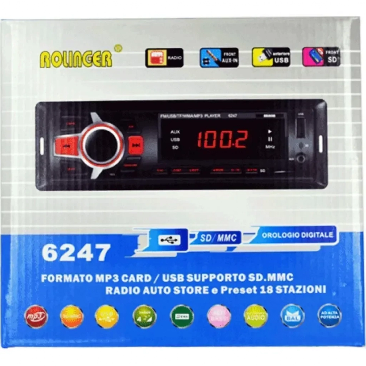 Rolinger 6247 Ηχοσύστημα Αυτοκινήτου Universal 1DIN (USB/AUX)