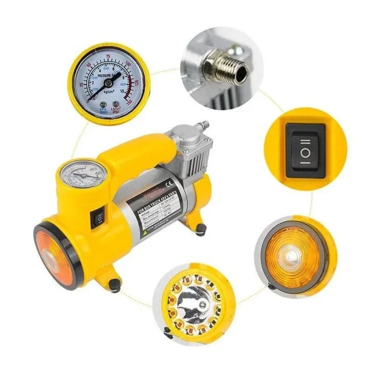 Ηλεκτρική Τρόμπα Αυτοκίνητου με Φακό 150psi 12v D4539