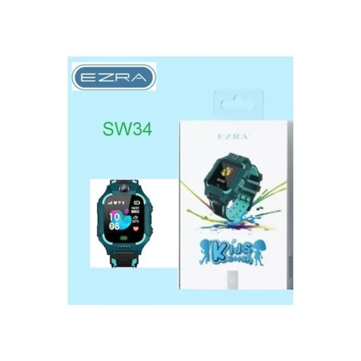 Ezra Παιδικό Smartwatch με Καουτσούκ/Πλαστικό Λουράκι Πράσινο OEM0024