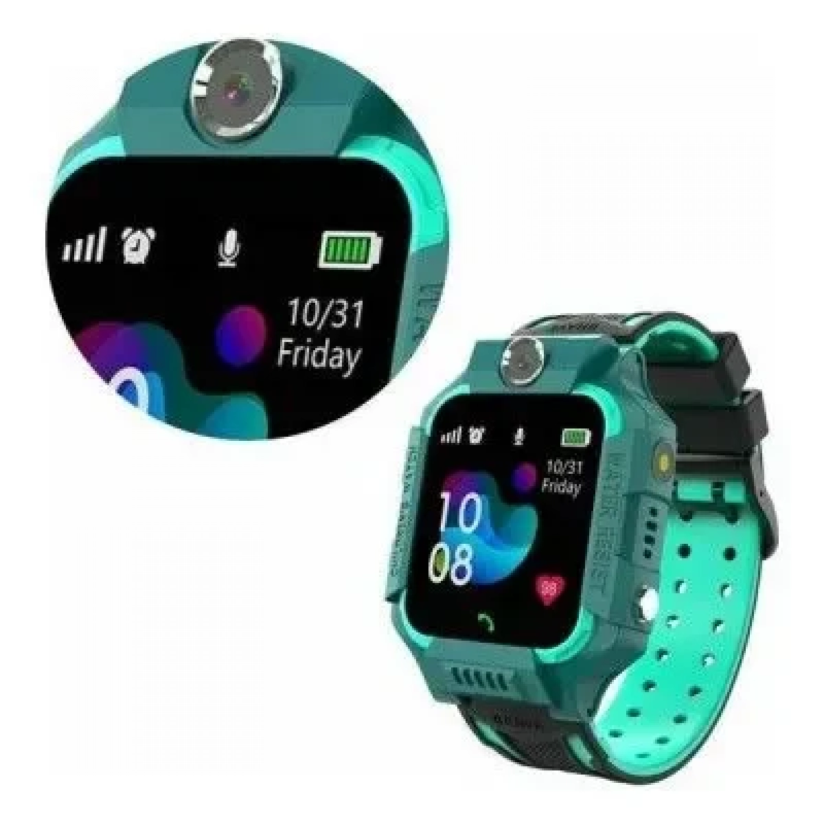Ezra Παιδικό Smartwatch με Καουτσούκ/Πλαστικό Λουράκι Πράσινο OEM0024