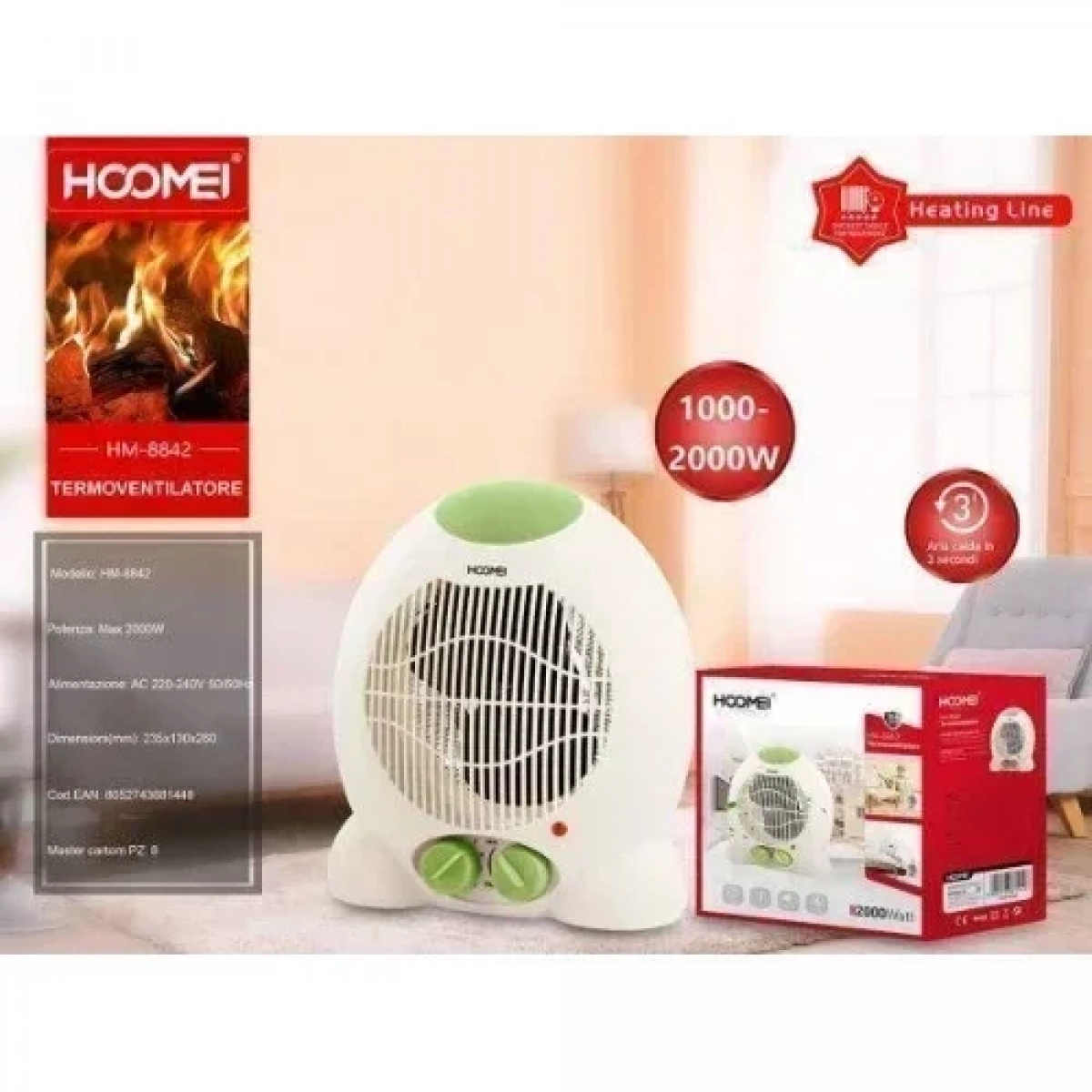 Hoomei HM-8842 Αερόθερμο Δαπέδου 2000W