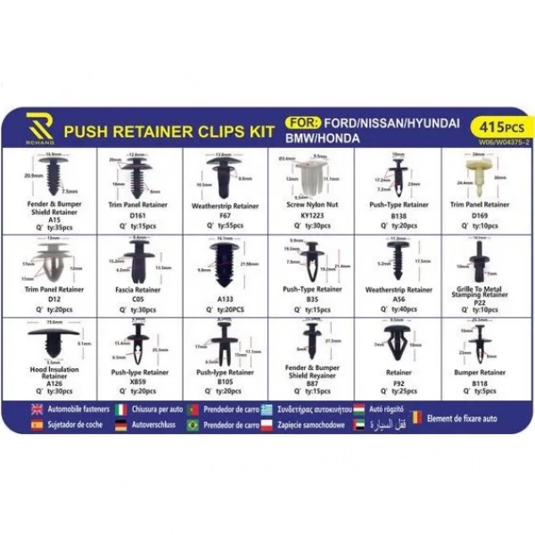 Σετ συνδετήρες αυτοκινήτου - Push Retainer Clips - 415pcs