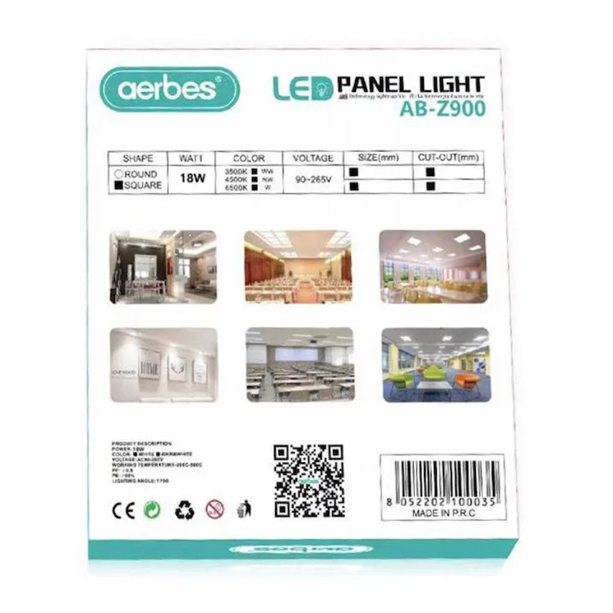 Προβολέας Aerbes Led Panel Light Κυκλικό Σχήμα 18W AB-Z900 - Image 2