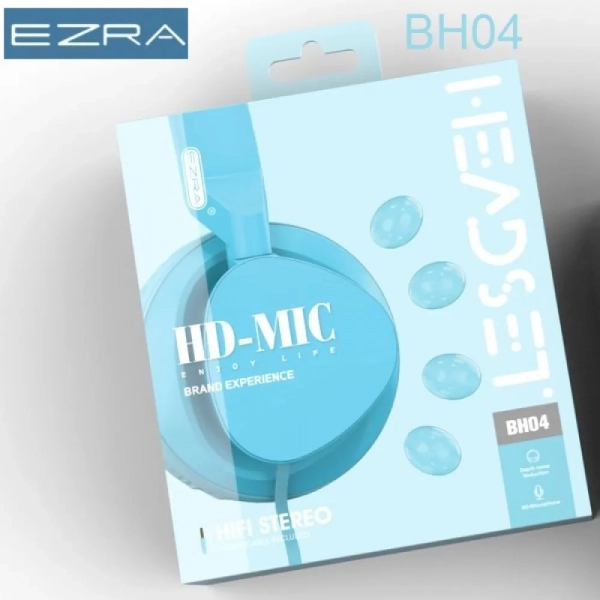 EZRA BH04 Ενσύρματα ακουστικά κεφαλής 3,5mm γαλάζιο