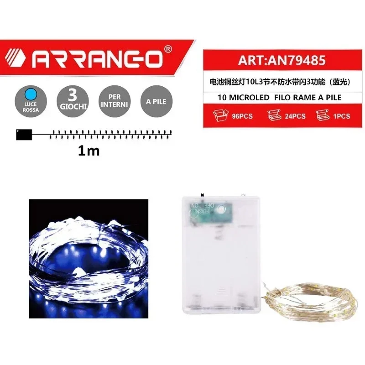 10 Χριστουγεννιάτικα Λαμπάκια LED Μπλε Arrango AN79485