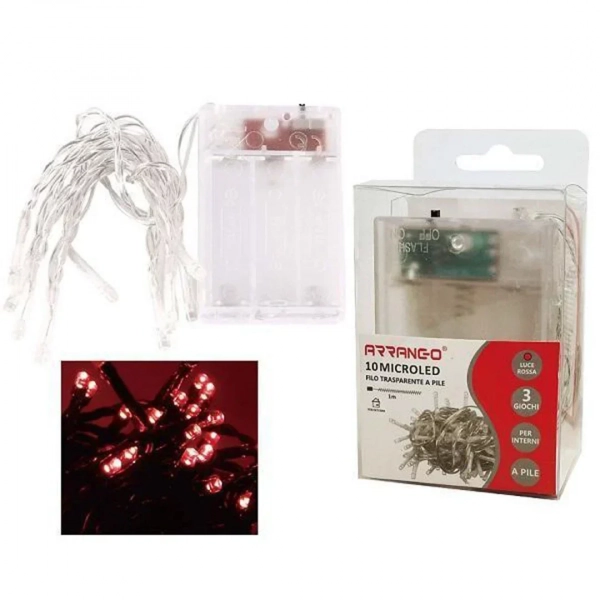 10 Χριστουγεννιάτικα Λαμπάκια LED Κόκκινα Arrango AN57464