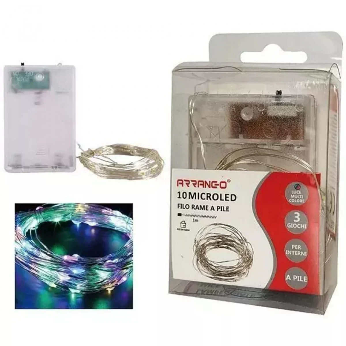 10 Χριστουγεννιάτικα Λαμπάκια LED Πολύχρωμα Arrango AN57487