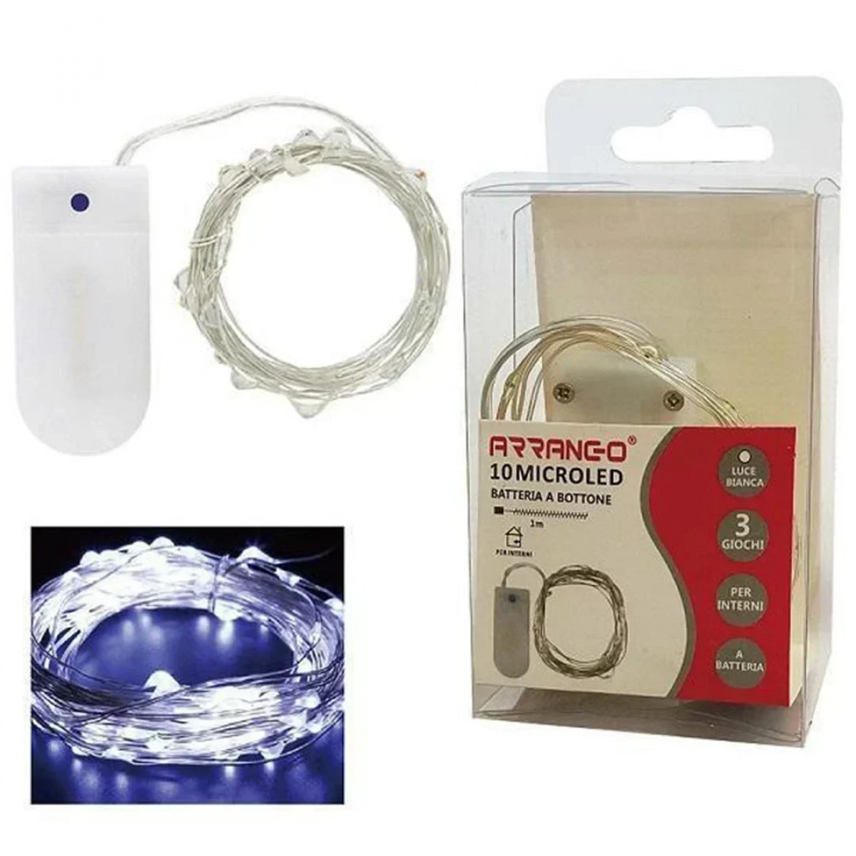 10 Χριστουγεννιάτικα Λαμπάκια LED Ψυχρό Λευκό Arrango AN79361
