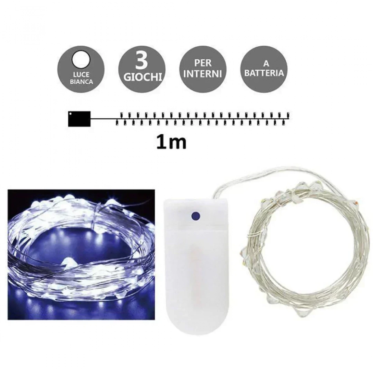 10 Χριστουγεννιάτικα Λαμπάκια LED Ψυχρό Λευκό Arrango AN79361