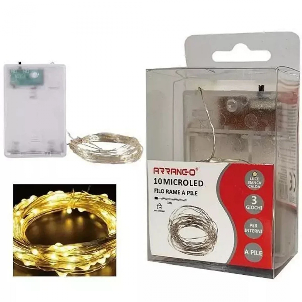 10 Χριστουγεννιάτικα Λαμπάκια LED Θερμό Λευκό Arrango AN57486