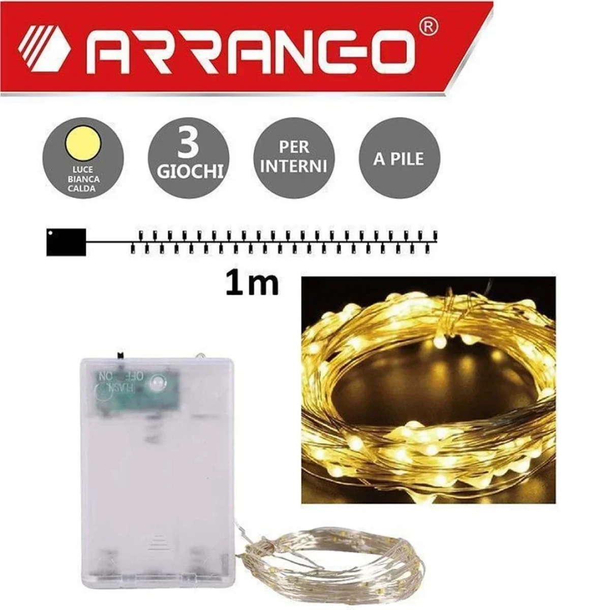 10 Χριστουγεννιάτικα Λαμπάκια LED Θερμό Λευκό Arrango AN57486