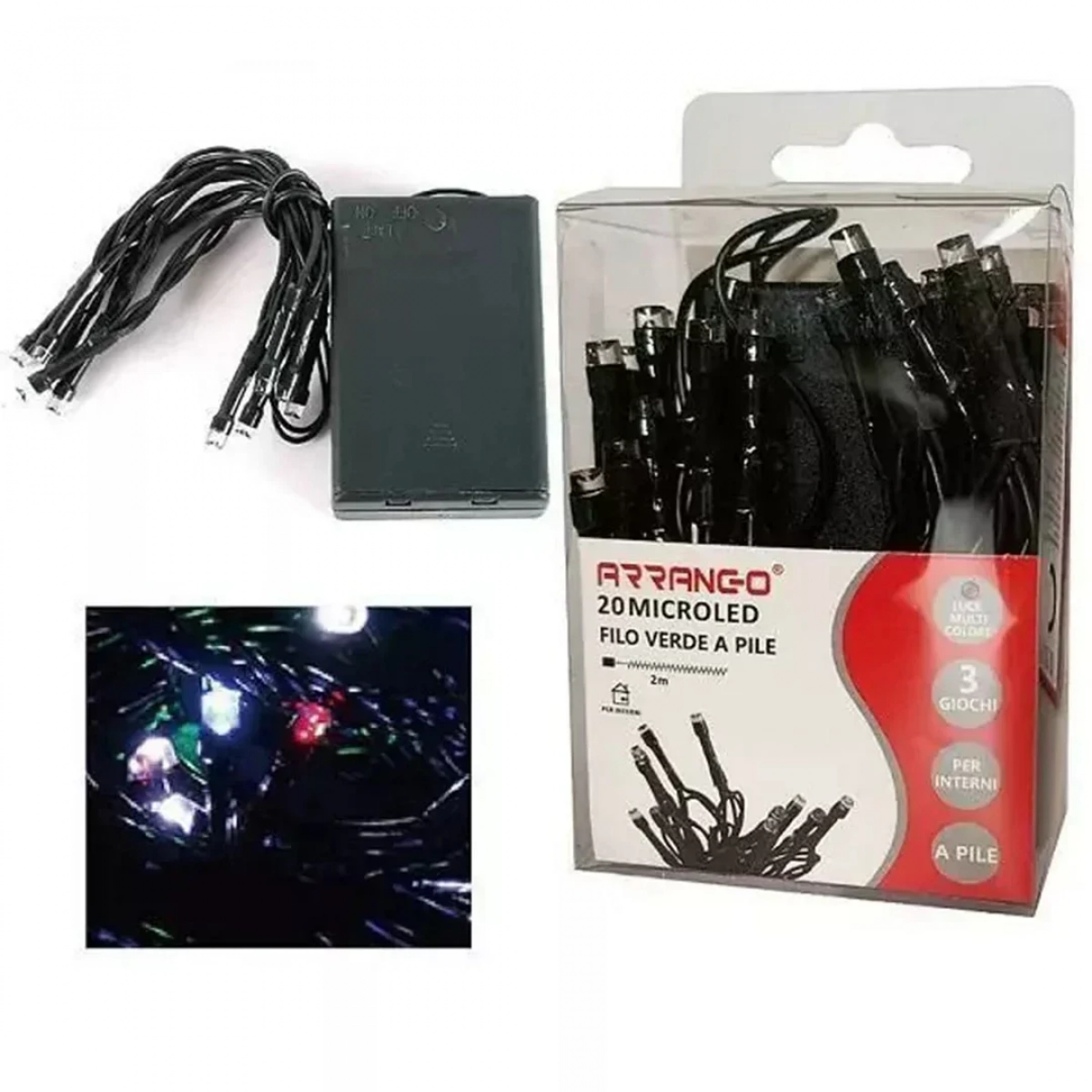 20 Χριστουγεννιάτικα Λαμπάκια LED Πολύχρωμα Arrango AN57476