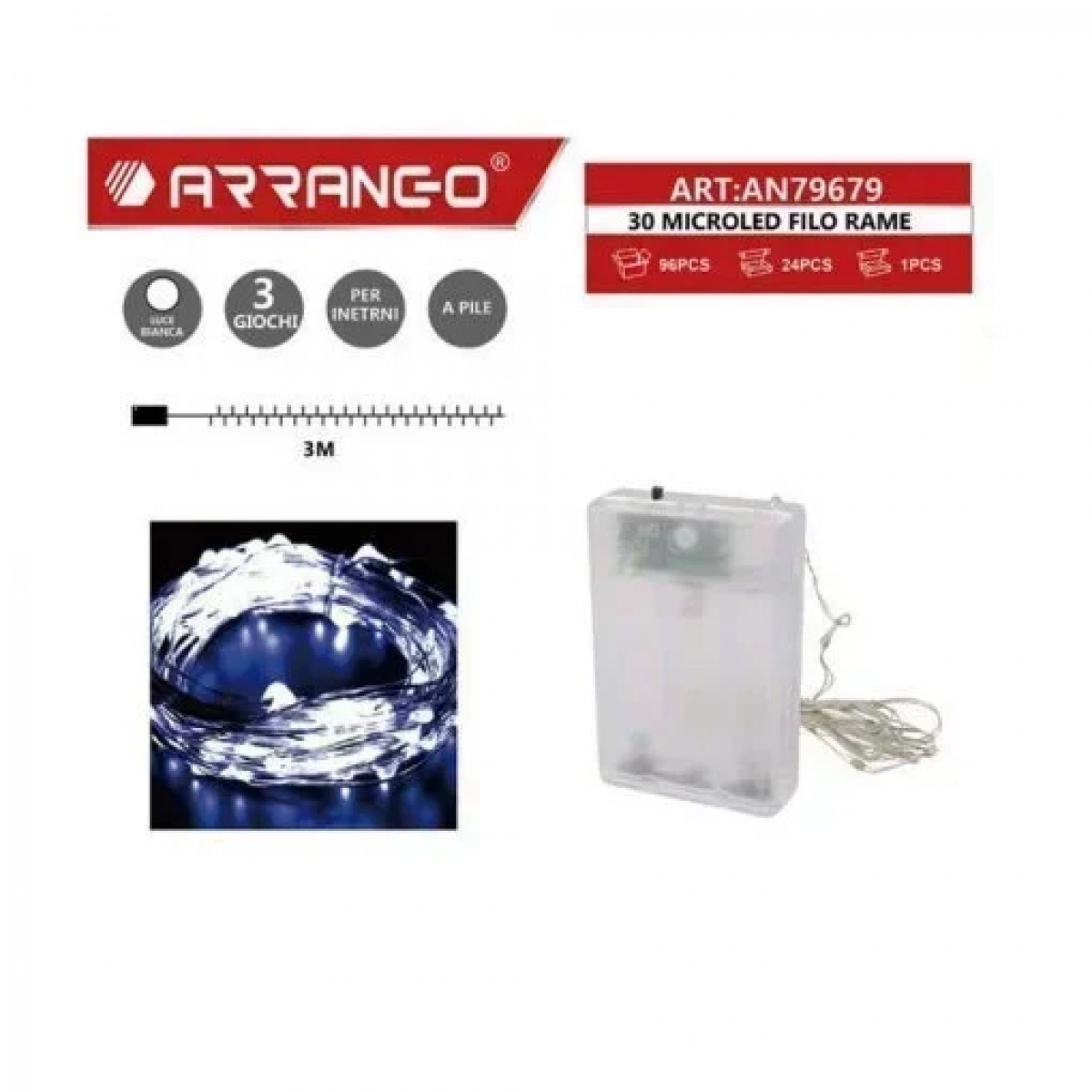30 Χριστουγεννιάτικα Λαμπάκια LED Λευκό Arrango AN79679