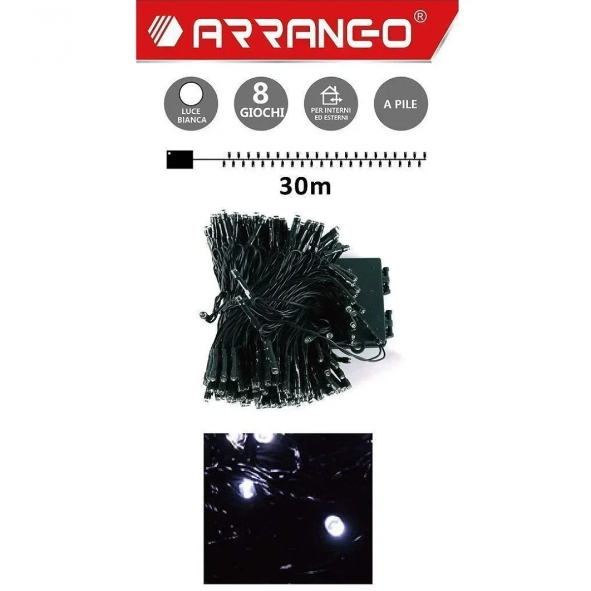 300 Χριστουγεννιάτικα Λαμπάκια LED Λευκό Arrango AN57502