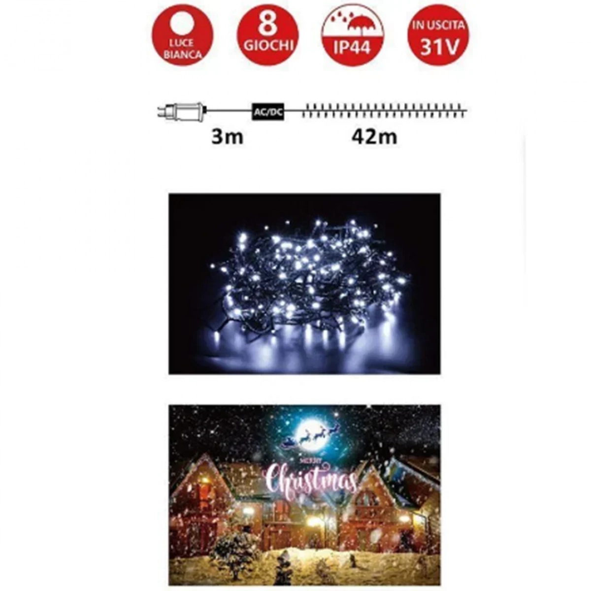 600 Χριστουγεννιάτικα Λαμπάκια LED Ψυχρό Λευκό 42m Arrango AN79649