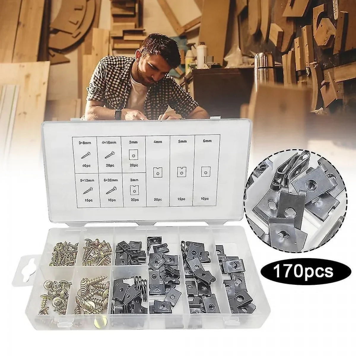 Σετ Βίδες και Κλιπ Τύπου U 170 Τεμαχίων W13120-5 OEM