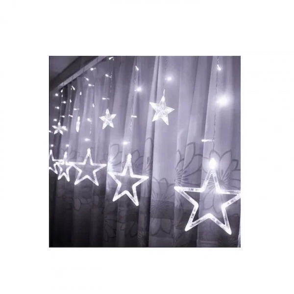 LED Χριστουγεννιάτικα Φωτάκια Ασύμμετρη Κουρτίνα 3μ σε Σχήμα Αστεριού 100 LED Ψυχρό Λευκό