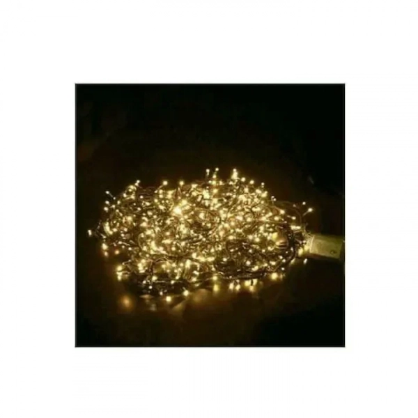 100 Χριστουγεννιάτικα Λαμπάκια LED Κίτρινα 8μ σε Σειρά με Πράσινο Καλώδιο και Προγράμματα T001