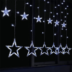 LED Χριστουγεννιάτικα Φωτάκια Ασύμμετρη Κουρτίνα 3μ σε Σχήμα Αστεριού 100 LED Ψυχρό Λευκό - Image 2