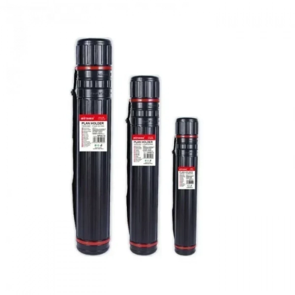 Motarro Σετ 3τμχ Πλαστικός Κύλινδρος Σχεδίου με Καπάκι και Ιμάντα Μαύρος MP060-12