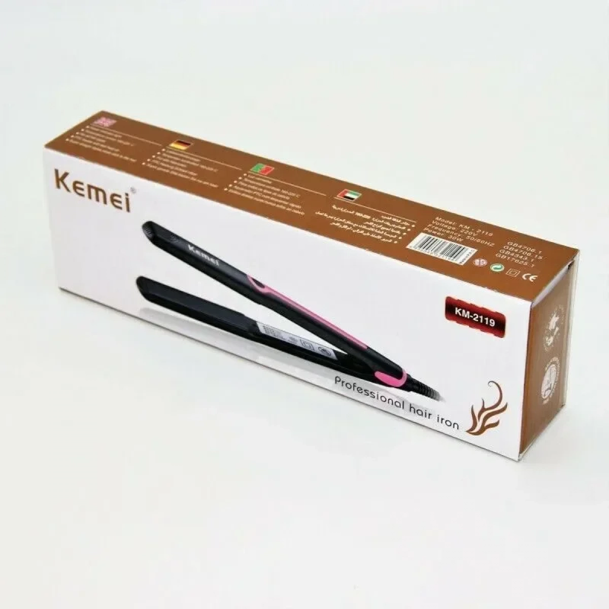 Kemei KM-2119 Ισιωτική Μαλλιών με Κεραμικές Πλάκες Ροζ