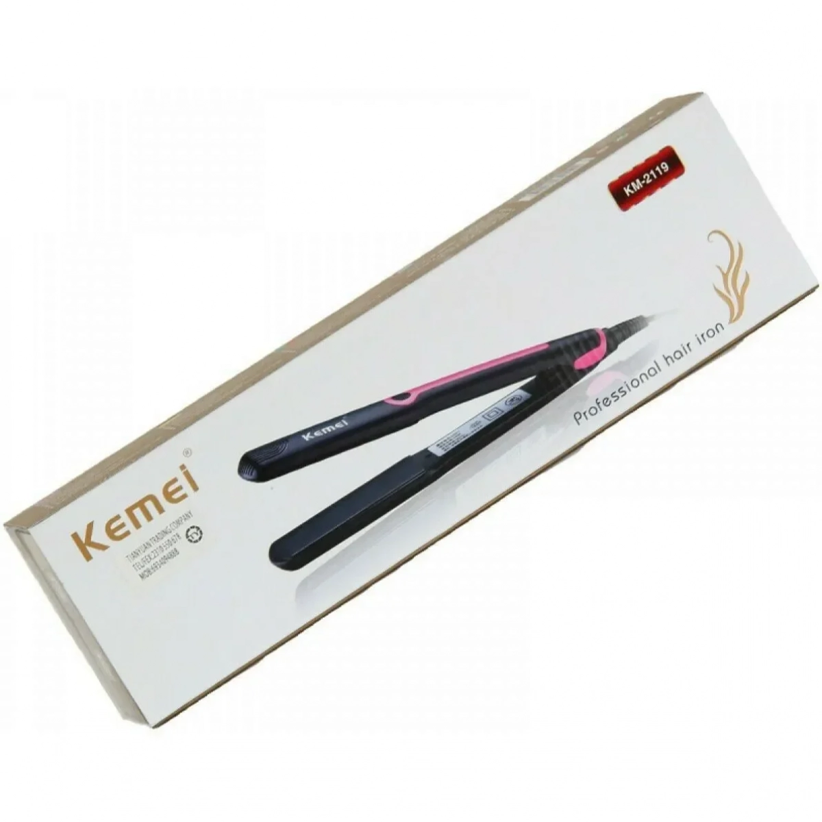 Kemei KM-2119 Ισιωτική Μαλλιών με Κεραμικές Πλάκες Ροζ