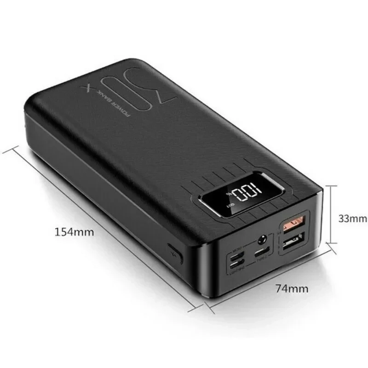 Andowl Q-CD701 Power Bank 40000mAh με 2 Θύρες USB-A και 2 Θύρες USB-C Μαύρο