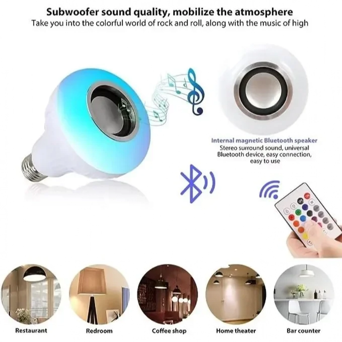 Λάμπα LED με Ηχείο Bluetooth και Ασύρματο Χειριστήριο RGBW για Ντουί E27 RGBW 1000lm 60681