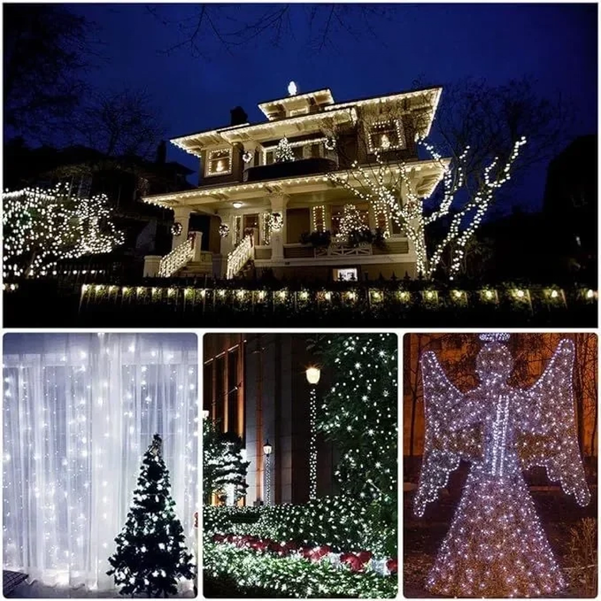 Ηλιακά Χριστουγεννιάτικα Λαμπάκια 200 LED Ψυχρό Λευκό 20μ με Προγράμματα - Image 4