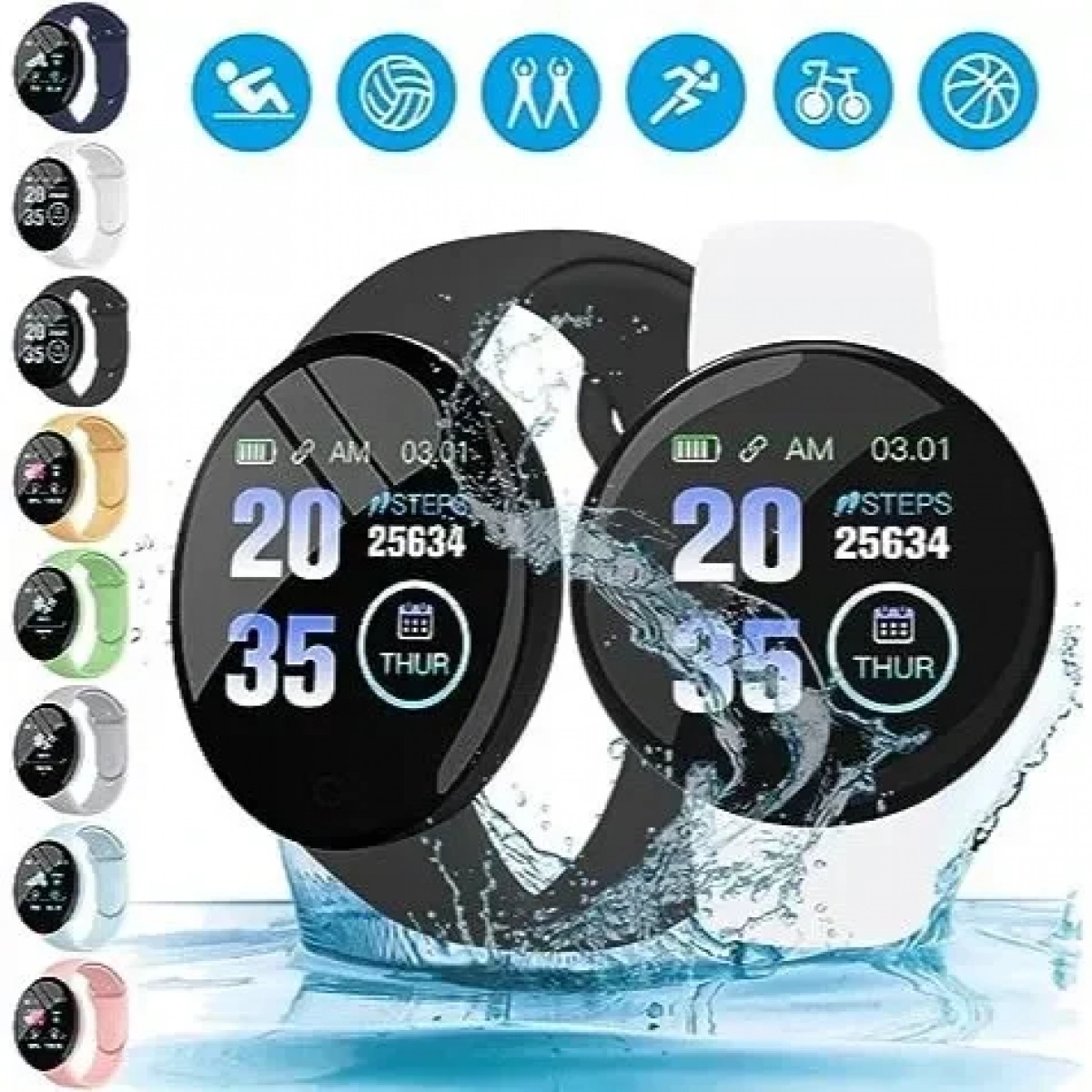 Αδιάβροχο IP67 Smartwatch Ρολόι D18 44mm Activity Tracker Smart Watch - Ροζ
