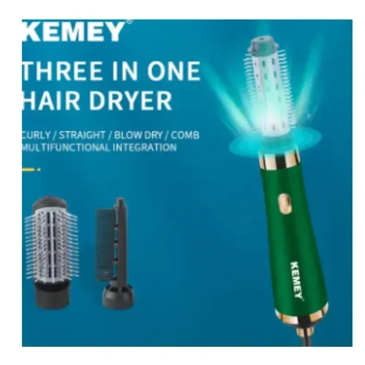 Kemei Ηλεκτρική Βούρτσα με Αέρα για Ίσιωμα και Μπούκλες KM-8015