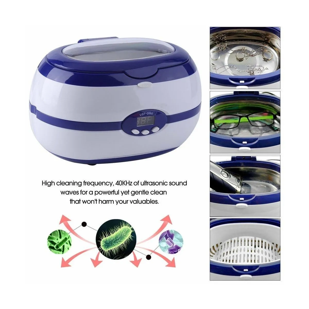 VGT-2000 Καθαριστής Υπερήχων 600ml Inox με Ψηφιακό Χρονοδιακόπτη