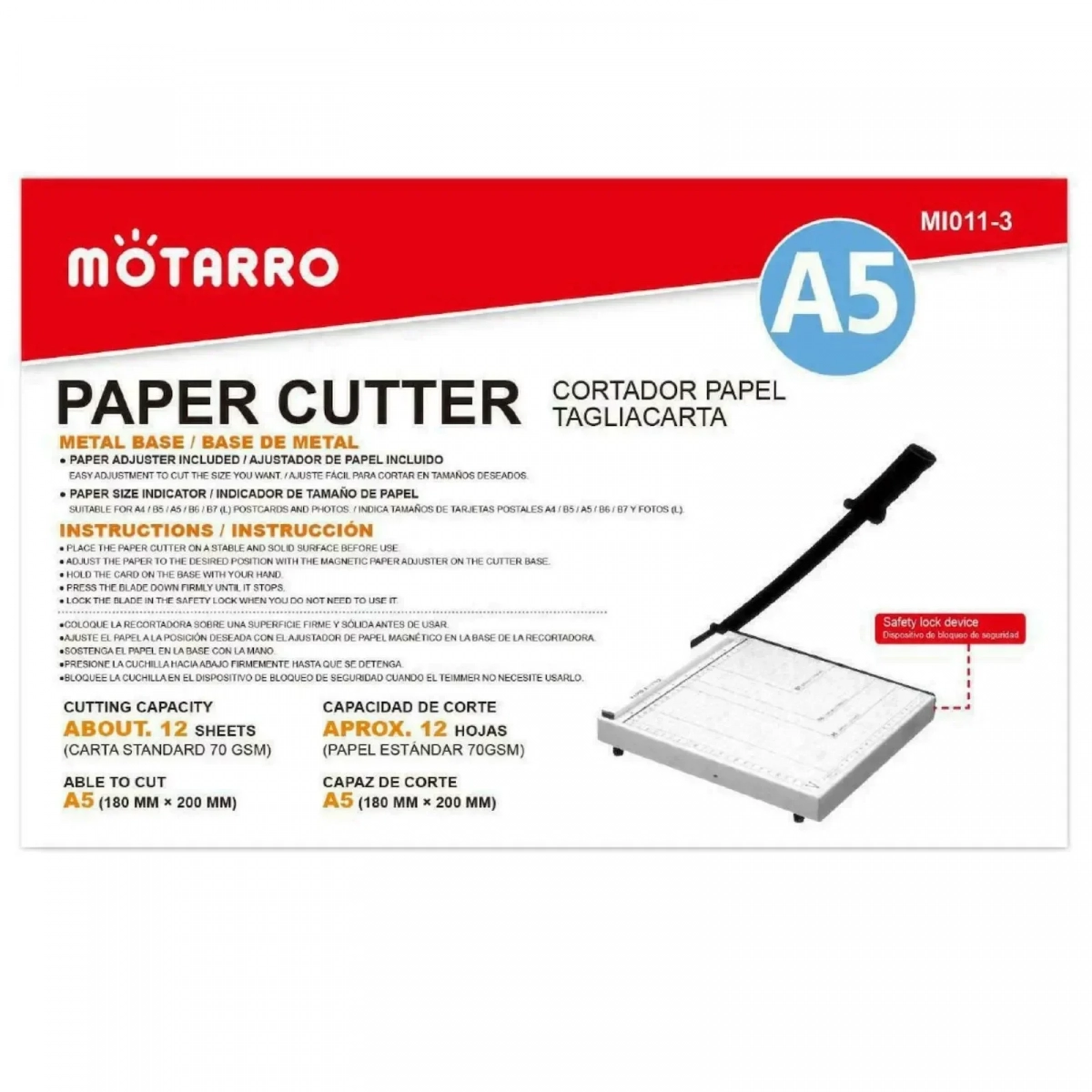 MOTARRO MI011-3 A5 Μηχάνημα Κοπής Χαρτιού Κοπτικό - Image 2