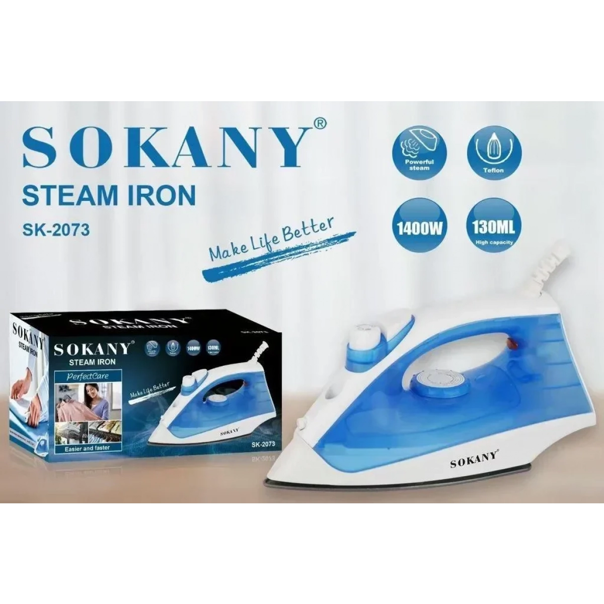 Ατμοσίδερο με Teflon επίστρωση 1400W 130ml Sokany SK-2073 - Image 2