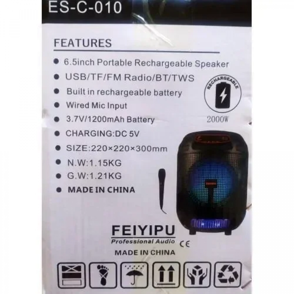 Φορητό ηχείο bluetooth FEIYIPU ES-C-010 με πολύχρωμη μουσική ντίσκο - Image 2