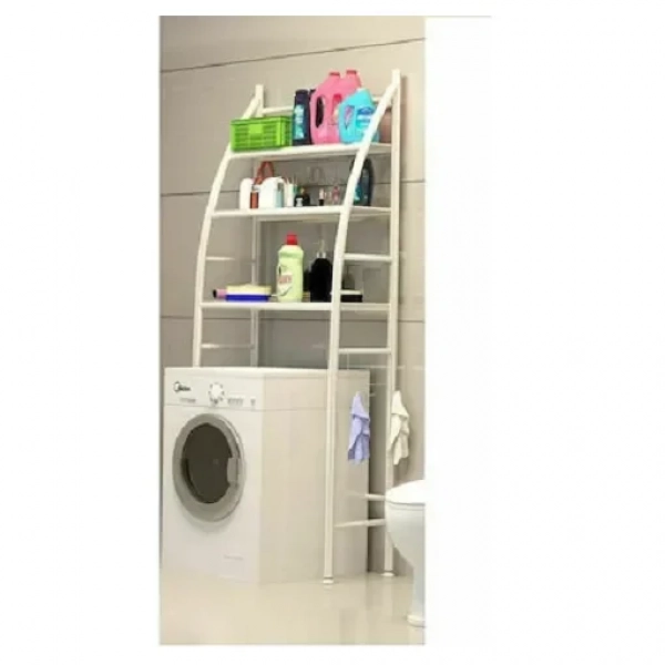 TM-0093 Επιδαπέδια Ραφιέρα Μπάνιου Μεταλλική με 3 Ράφια 47x25x166cm Λευκό