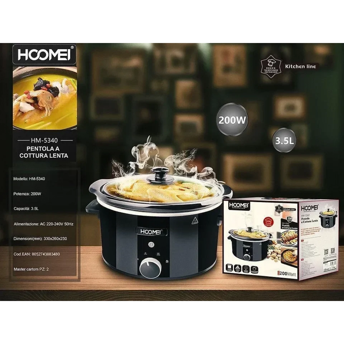 Ηλεκτρική Γάστρα 200W 3,5L Hoomei HM-5340 Μαύρο - Image 4