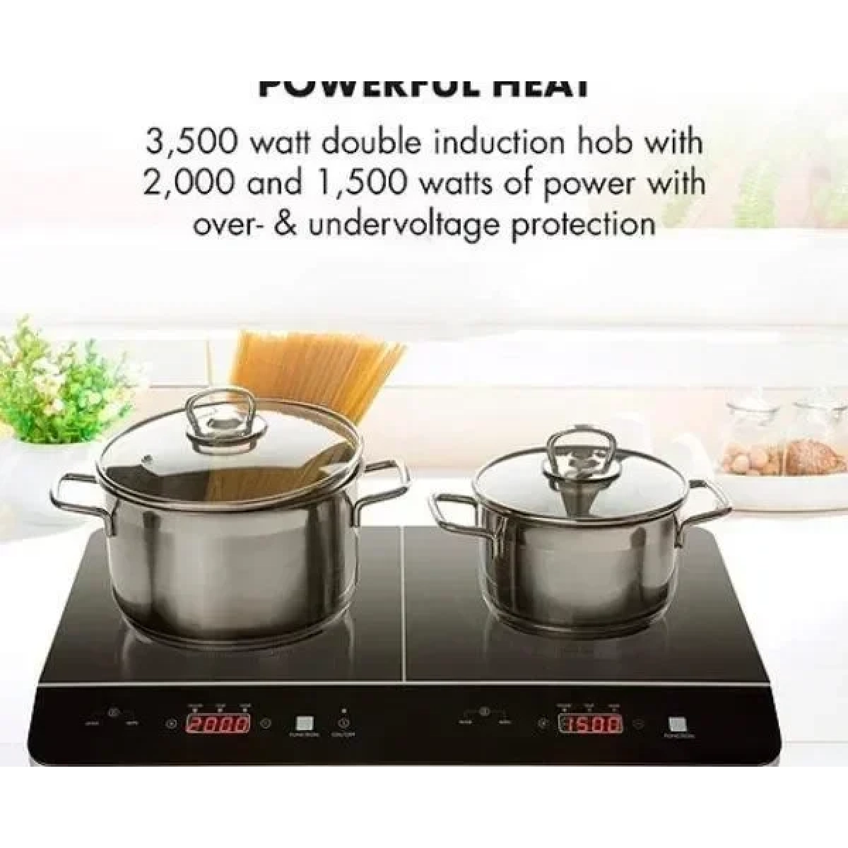 Επιτραπέζια Επαγωγική Εστία Διπλή 1500+2000W Hoomei HM-5386 Μαύρη - Image 3