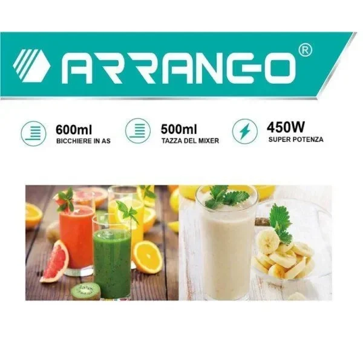 Ραβδομπλέντερ με Ανοξείδωτη Ράβδο 450W Arrango AF76252 Λευκό - Image 3
