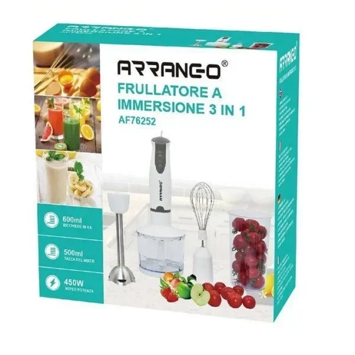 Ραβδομπλέντερ με Ανοξείδωτη Ράβδο 450W Arrango AF76252 Λευκό - Image 4