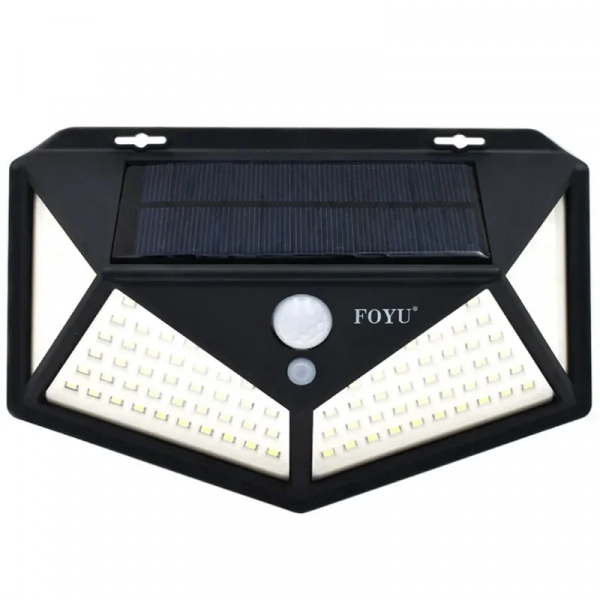Ηλιακό Φωτιστικό με Ανιχνευτή Κίνησης 114 LED 30W FOYU FO-TA008 - Μαύρο