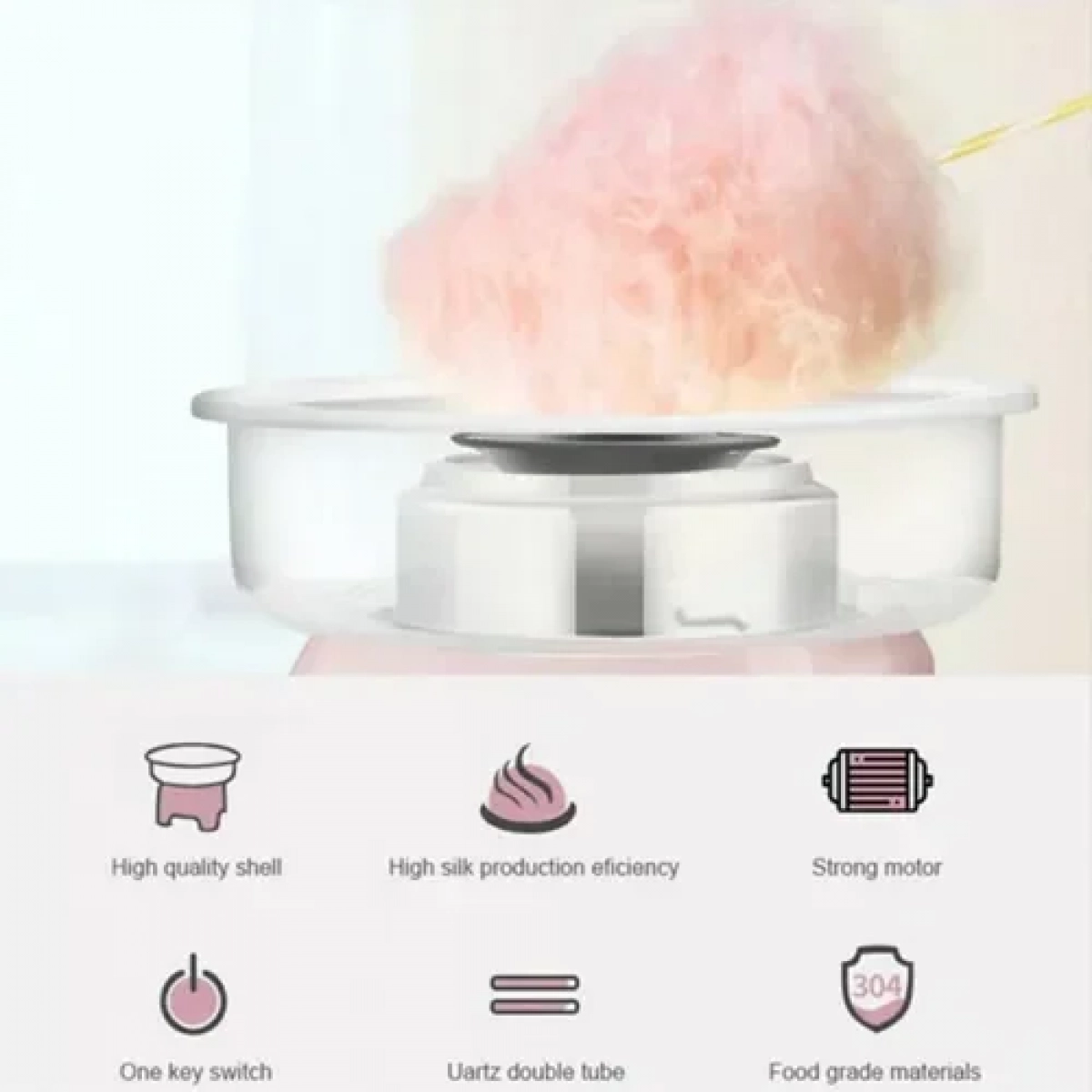 Μηχανή Για Μαλλί Της Γριάς Sokany SK-520 500W, Διάμετρος 29.8cm Ροζ - Image 2