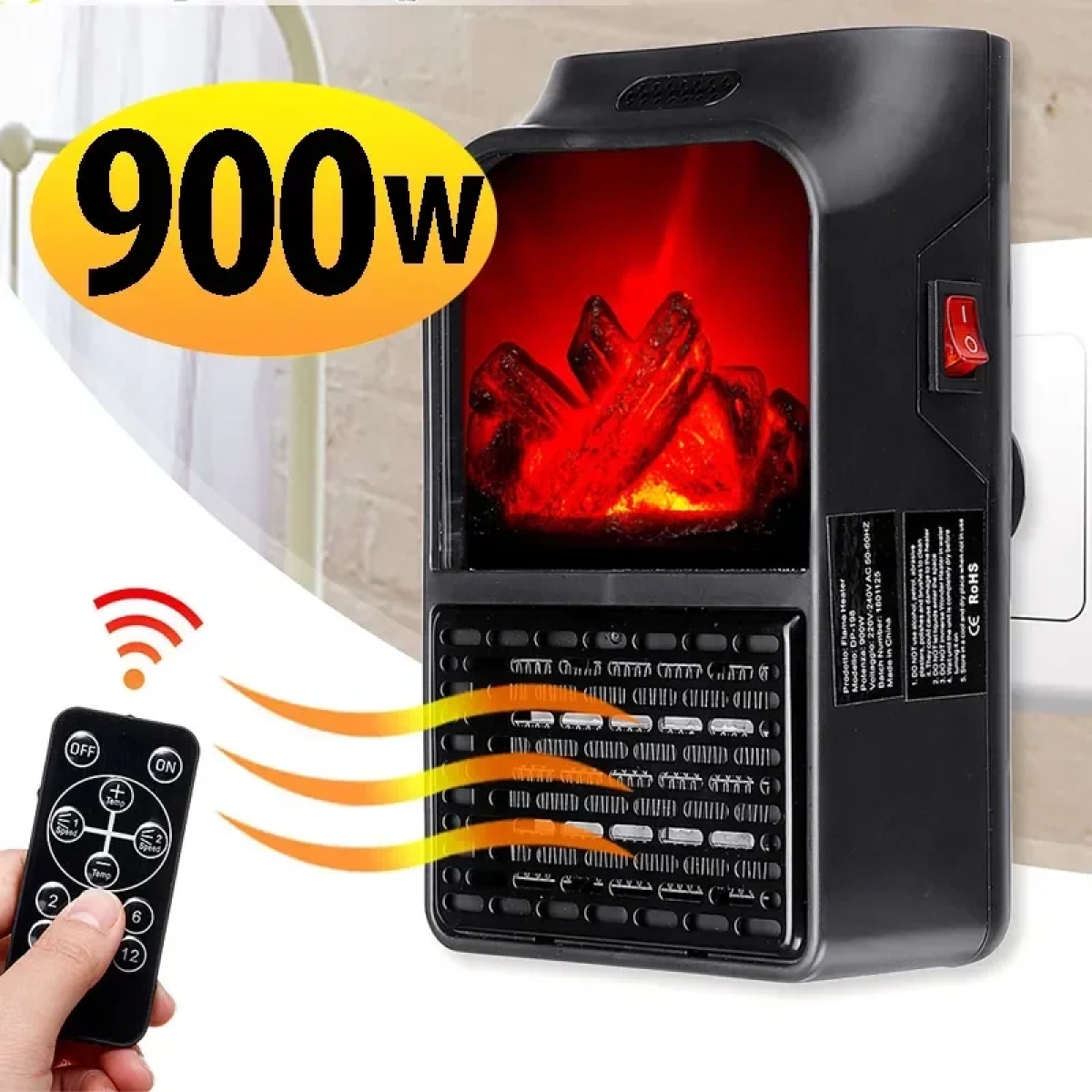 Μίνι τζάκι με εφέ φλόγας – 900W – LED & τηλεχειριστήριο – DP-198 – Flame Heater