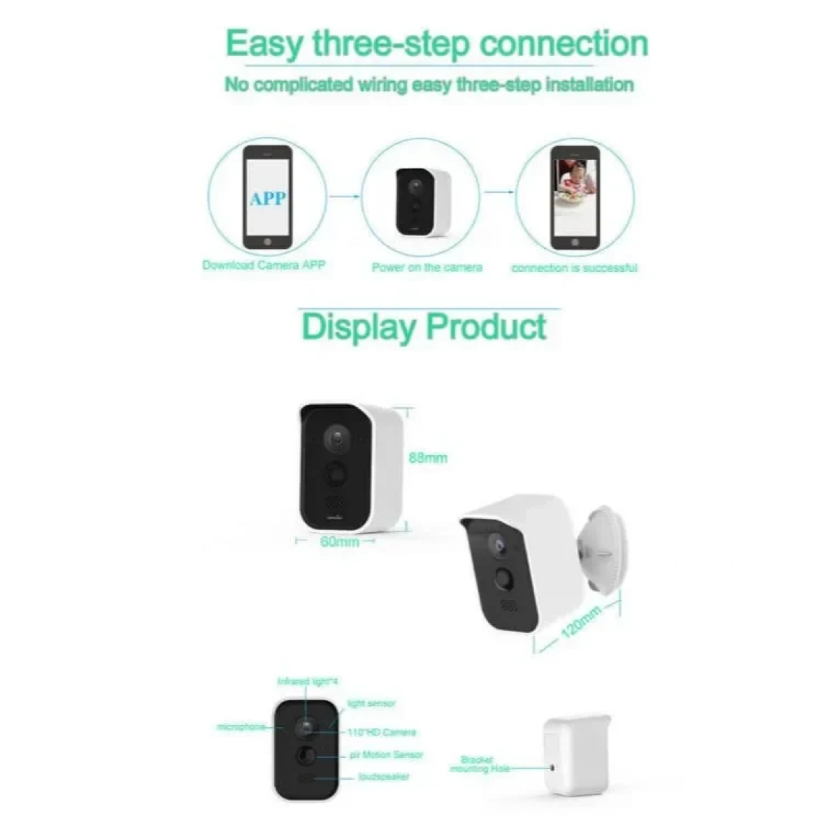 Ajcloud Έξυπνη αδιάβροχη IP65 1080p wifi ip κάμερα μπαταρίας ασύρματη βιντεοκάμερα Ανίχνευση PIR