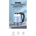 SOKANY Γυάλινος Βραστήρας νερού 2lt 1500W με φωτισμό σε Ασημί χρώμα, SK-1029