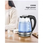 SOKANY Γυάλινος Βραστήρας νερού 2lt 1500W με φωτισμό σε Ασημί χρώμα, SK-1029